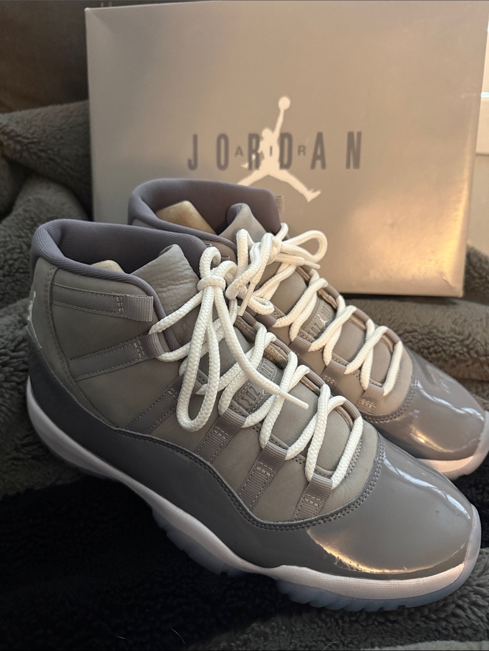Jordan Men’s High-Top Sneakers in Grey and White